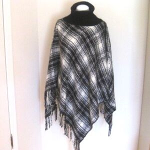 Lauren Ralph Lauren Plaid Knit Sweater Poncho